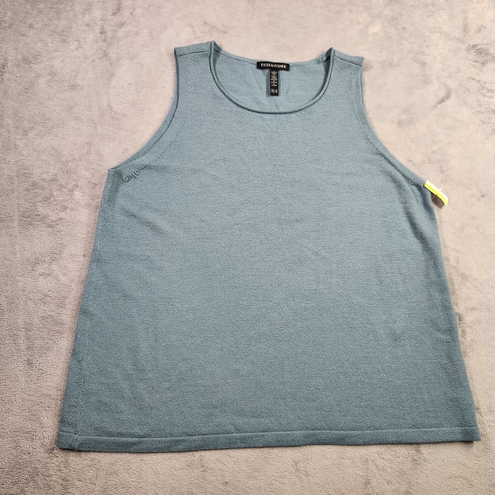 New EILEEN FISHER Tank Top Womens XS Blue Extra Fine Merino Wool Italian Scoop